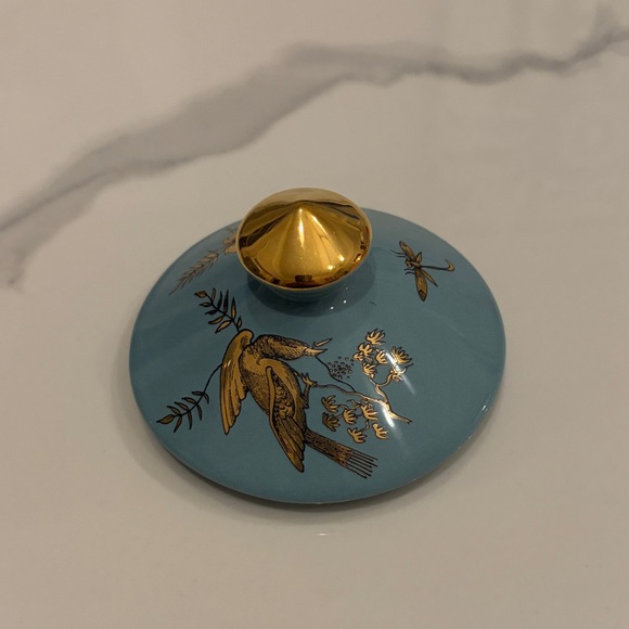 Fornasetti Turquoise and Gold Floral Candle Holder - Picture 3 of 4